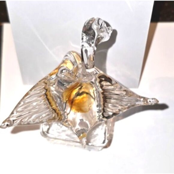 Vintage Sculpture Murano Swan GlassAmber Highlights Art Glass Handmade Italy 5” - Picture 5 of 8
